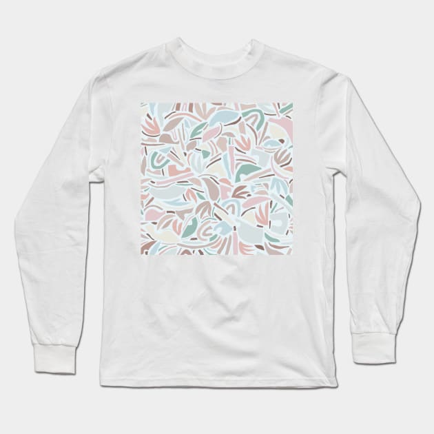 Pastel Contemporary Abstraction / Papercut Nature Long Sleeve T-Shirt by matise